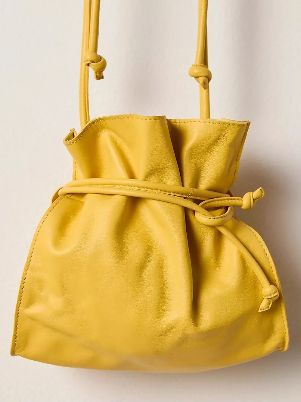 Free People Lucy Leather Pouch Suns Out Yellow Purse Bag